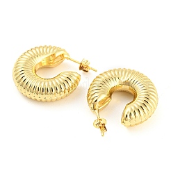Boucles d'oreilles en forme de beignet en laiton plaqué sur crémaillère&nbsp;EJEW-K245-34G