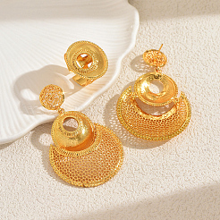 Комплекты из полых круглых серег-гвоздиков и колец-манжет из сплава для женщин FF3936