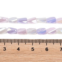 電気メッキガラスビーズ  ねじれた形  多面カット  グラデーションカラー  ライラック  7x4.5x3mm  穴：0.9mm  約63個/連  17.05''（43.3センチメートル）&nbsp;EGLA-D300-01A-08