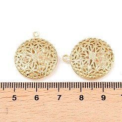 Плоские круглые полые латунные подвески-медальоны&nbsp;KK-K414-11B-G