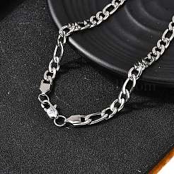 7 мм 304 нержавеющая сталь Фигаро цепочки ожерелья для женщин мужчин NJEW-B134-04A-P