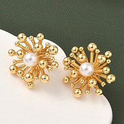 Серьги-гвоздики в виде цветка из латуни EJEW-D337-06G