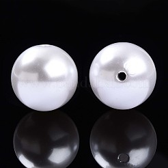 Круглый абс пластиковый имитация жемчужные бусины OACR-R053-01