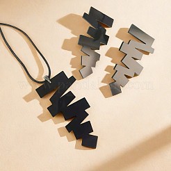 Комплект из колье и серег-гвоздиков из акрила неправильной геометрии с искусственным кожаным шнуром FS-WGB043E-01