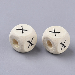 Perles de bois naturel imprimées&nbsp;WOOD-T026-001X
