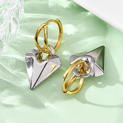 Двухцветные латунные серьги-кольца в форме сердца EJEW-D322-12GP-02A