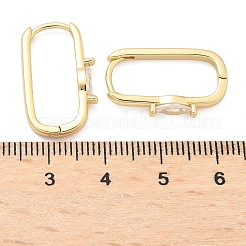 Прямоугольные серьги-кольца из латуни с микропаве из прозрачных кубических цирконий EJEW-Z102-23G