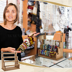 Présentoirs à bracelets en bois à 4 niveau&nbsp;BDIS-WH0010-16B