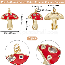 6 шт. подвески с осенней тематикой из настоящей латуни с покрытием из 18-каратного золота и микропаве из кубических цирконий ZIRC-BBC0002-34
