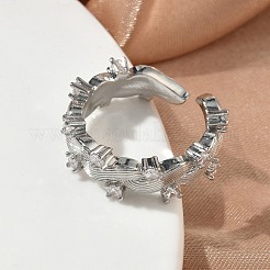 Messing Micro Pave Zirkonia Manschette offene Ringe&nbsp;RJEW-C163-10P