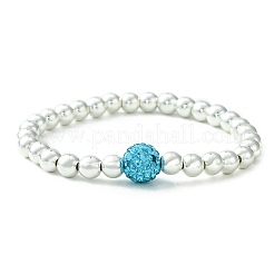 Braccialetto elasticizzato con perline rotonde in ematite sintetica e strass&nbsp;BJEW-JB09452