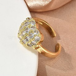 Messing Micro Pave Zirkonia Manschette offene Ringe&nbsp;RJEW-C163-03A-G
