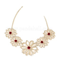 5 цветок сплав темно-красной эмали нагрудные ожерелья для женщин FS-WGC9151-02