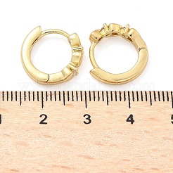 Серьги-кольца из латуни с микропаве и прозрачным кубическим цирконием в форме сердца EJEW-Z102-26G