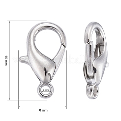 亜鉛合金カニカン  オウムトリガークラスプ  プラチナ  16x8mm  穴：2mm&nbsp;X-E106