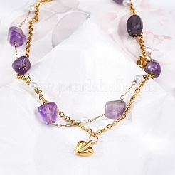 Mehrsträngige Armbänder aus Edelstahl 304 im Böhmen-Stil mit Kabelkette&nbsp;LS-BJEW-Z088-01C-G