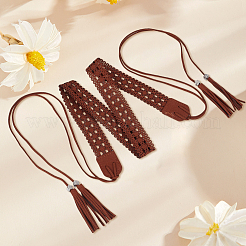 1 ceinture bohème en similicuir avec pompon et chaîne&nbsp;AJEW-CL0006-22