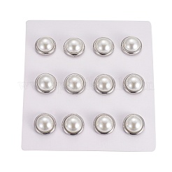 304ステンレススチールスタッドピアス  アクリルパールビーズとイヤーナット/ピアスバックキャッチ付き  半円  ゲインボロ  ステンレス鋼色  15x8mm  ピン：0.6mm  6のペア/カード&nbsp;EJEW-F234-23P