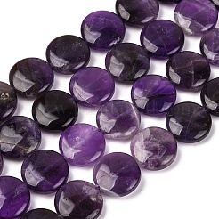 Природный аметист плоские круглые бусинки пряди G-L246-23