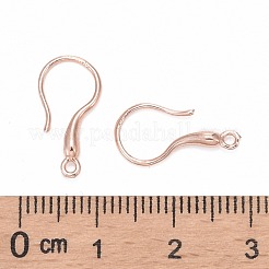 925スターリングシルバーピアスフック  スタンプ925個付き  ローズゴールド  16x2.5x2mm  穴：1mm  20ゲージ  ピン：0.8mm&nbsp;STER-K168-101RG