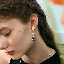 30 шт. 5 цвета ионного покрытия (IP) в форме сердца из нержавеющей стали 304 фурнитура для сережек-гвоздиков&nbsp;EJEW-UN0001-68