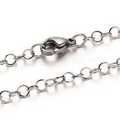 304ステンレススチールアズキチェーンネックレス  カニカン付き  ミックスカラー  29.5インチ（74.9cm）x3mm&nbsp;NJEW-N0046-02