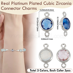 9 шт. 3-х цветные латунные подвески-соединители из кубического циркония&nbsp;FIND-BBC0004-17B