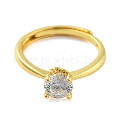 Anneaux réglables en zircone cubique transparente&nbsp;RJEW-L120-018G-03