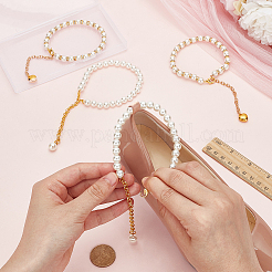 2 пара 2 стилей женских съемных шнурков из АБС-пластика с имитацией жемчуга для обуви на высоком каблуке&nbsp;DIY-PH0022-88B