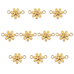 10 pièces 430 petites breloques de connecteur de fleur en acier inoxydable, pendentif marguerite en métal pour bijoux boucle d'oreille bracelet fabrication à la main, avec boucle ouverte, or, 9mm