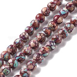 Brins de perles de jaspe impérial naturel, teinte, ronde, brun rosé, 8mm, Trou: 1.4mm, Environ 47~48 pcs/chapelet, 14.96~15.16 pouce (38.5 cm)