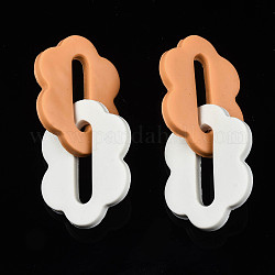 Handgefertigte Verbindungsringe aus Fimo, doppelt ovale Blüte, Sandy Brown, 51 mm, Ring: 32x24x3 mm