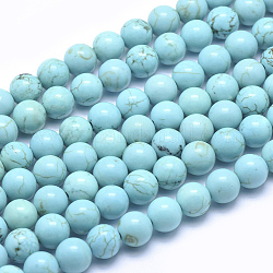 Natürliche Howlith Perlen Stränge, gefärbt und erhitzt, Runde, 8 mm, Bohrung: 1 mm, ca. 50 Stk. / Strang, 15.7 Zoll (40 cm)