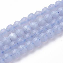 Натуральный голубой халцедон шарик нити, круглые, 4 мм, отверстие : 0.5 мм, около 104 шт / нитка, 15.7 дюйм