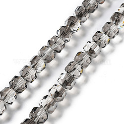Galvanoplastie rondelles perles de verre brins, poire plaquée lustre, facette, grises , 7.5x7mm, Trou: 1.4mm, Environ 70 pcs/chapelet, 19.69'' (50 cm)