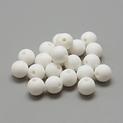 Perlas de silicona ecológicas de grado alimenticio, masticar cuentas para mordedores, diy collares de enfermería haciendo, redondo, blanco, 8~10mm, agujero: 1~2 mm