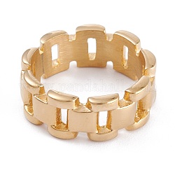 イオンプレーティング（ip）ユニセックス304ステンレスフィンガー指輪  ワイドバンドリング  カーブチェーン形状  ゴールドカラー  サイズ7  7.5mm  内径：17.2mm