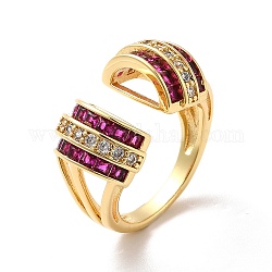 Открытое кольцо-манжета с аркой из кубического циркония, настоящее 18-каратное позолоченное латунное широкое кольцо для женщин, темно-розовыми, размер США 7 (17.3 мм)