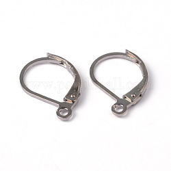 Brass Leverback Earring Findings, with Loop, Lead Free and Cadmium Free, Platinum Color, Size: about 10mm wide, 15mm long, hole: 1mm