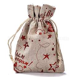 Sacchetti regalo in cotone sacchetti con coulisse, per natale san valentino compleanno festa di nozze incarto di caramelle, rosso, modello natale campana, 14.3x10cm