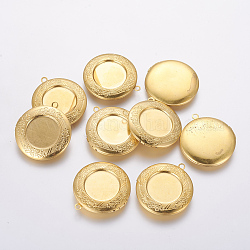 Pendentifs de médaillon en laiton, plat rond, sans nickel, brut (non plaqué), 36x32x6mm, Trou: 2.5mm