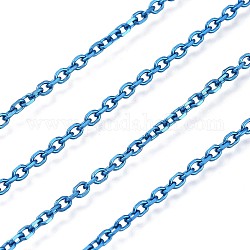 Electroforesis 304 cadenas portacables de acero inoxidable, sin soldar, con carrete, azul dodger, 2.9x2.1x0.4mm, aproximadamente 32.8 pie (10 m) / rollo