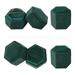 Бархатные шкатулки для колец nbeads, шестиугольник, темно-зеленый, 1-3/4x1-7/8x1-3/4 дюйм (4.3x4.9x4.3 см)