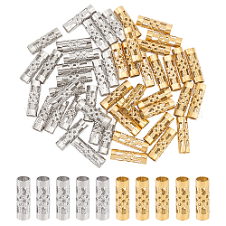 Unicraftale 50 pz 2 stile 304 perline in tubo di acciaio inossidabile, cavo, oro & colore acciaio inossidabile, 12x4mm, Foro: 3 mm