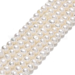 Fili di perle di perle d'acqua dolce coltivate naturali, patata, beige, 4~5x4~5.5x4.5~5mm, Foro: 0.5~0.7 mm, circa 76~81pcs/filo, 13.70~14.17 pollice (34.8~36 cm)