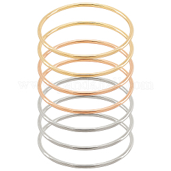 BENECREAT 7Pcs 3 Color 304 Stainless Steel Thin Wrap Bangles Set for Women, Mixed Color, Inner Diameter: 2-1/2 inch(6.5cm)