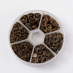 1 boîte d'anneaux de jonction en fer, anneaux de jonction ouverts, sans nickel, bronze antique, 18~21 jauge, 4~10x0.7~1mm, diamètre intérieur: 2.6~8 mm, environ 1600 pcs / boîte