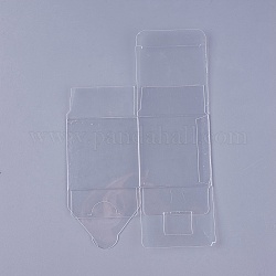 Прозрачная пластиковая ПВХ коробка подарочная упаковка, водонепроницаемая складная коробка, квадратный, прозрачные, 21.4x14x0.1 см, коробка: 7x7x7 см