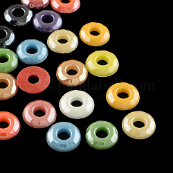 Perlierte plattierte undurchsichtige Glascabochons, Donut, Mischfarbe, 8x2 mm