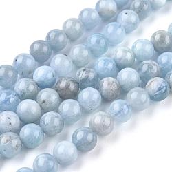Natürliche Aquamarin Perlen Stränge, Runde, Klasse ab, 6 mm, Bohrung: 0.7 mm, ca. 62 Stk. / Strang, 15.5 Zoll (39 cm)